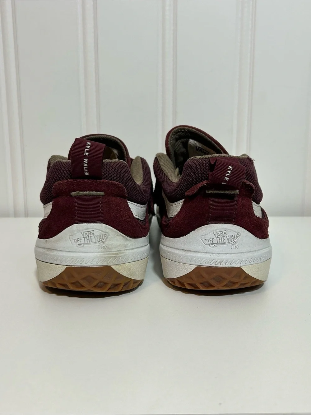Vans Kyle walker pro Men's velcro Suede Sneakers in Burgundy with White Accent